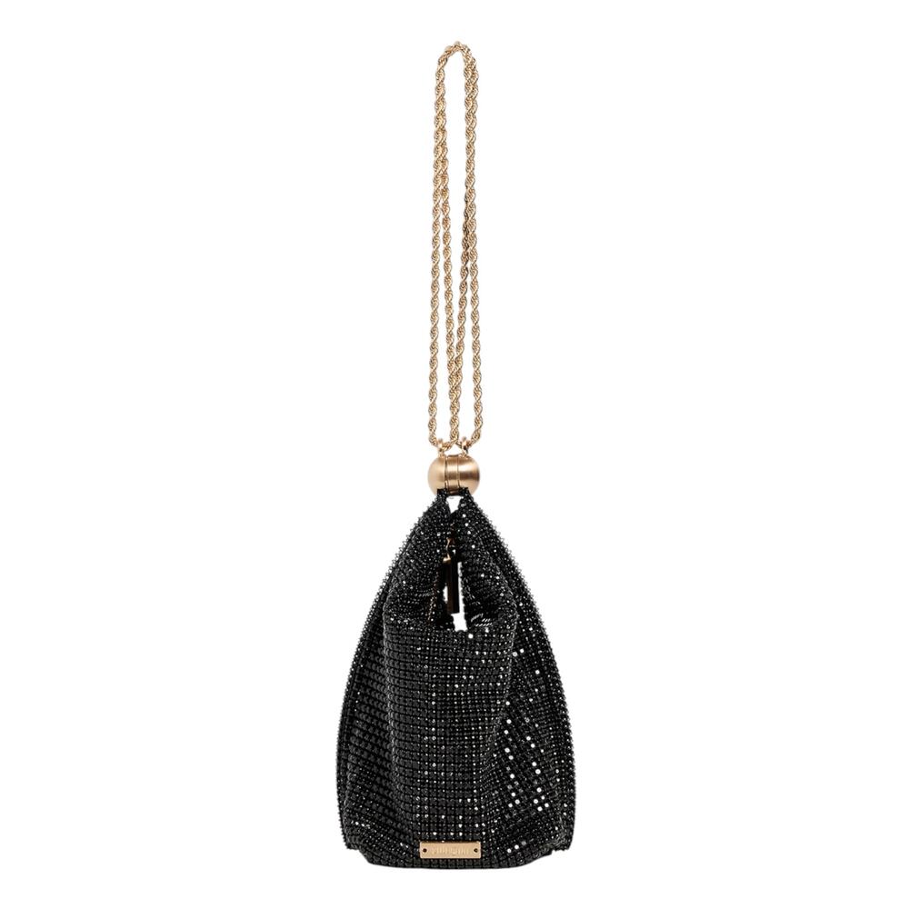 cult gaia Black Crystal Beaded Wristlet with Gold Rope Strap